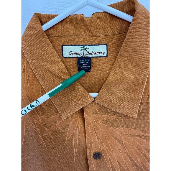 Tommy Bahama Silk Hawaiian Shirt Mens L Orange Floral AOP Camp Relax Dad - Picture 3 of 5